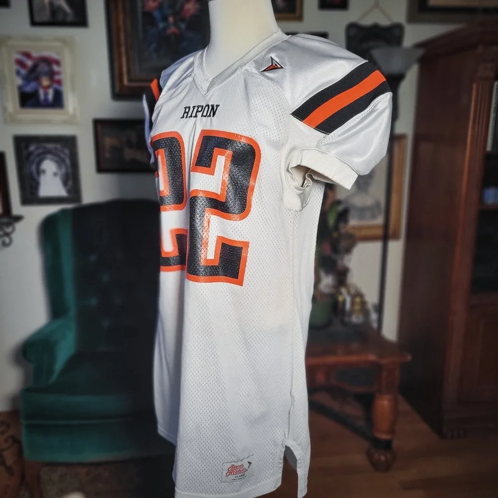 Ripon Athletic Football Jersey Vintage 80s White Orange Black‎ Number 22 USA XL